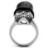 Black Top Hat & Heart Eyes Bling Skull Ring- 6 Sizes