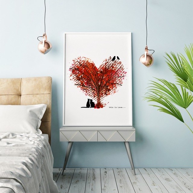 Tree Art Print Poster Wall Pictures,  Love With
