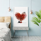 Tree Art Print Poster Wall Pictures,  Love With