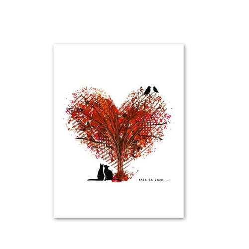 Tree Art Print Poster Wall Pictures,  Love With
