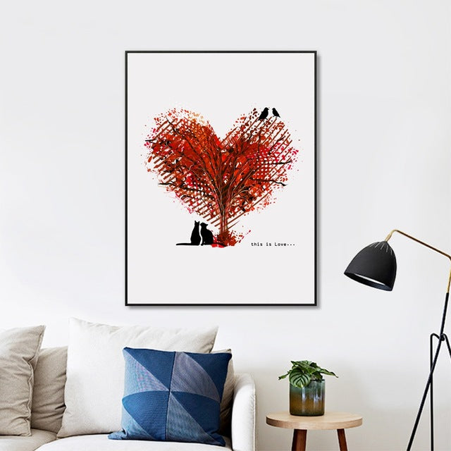 Tree Art Print Poster Wall Pictures,  Love With