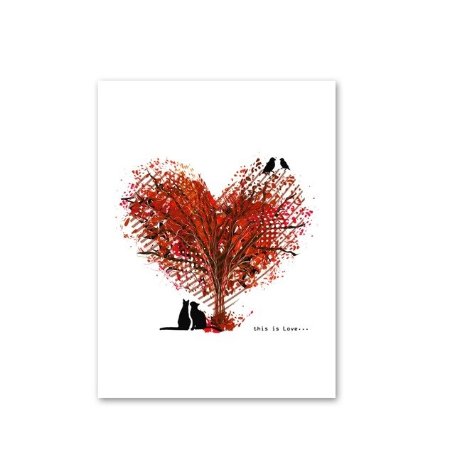 Tree Art Print Poster Wall Pictures,  Love With