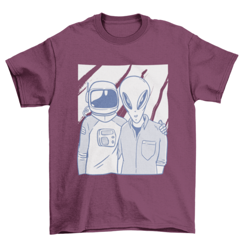 Unisex Astronaut & Alien Friends T-shirt