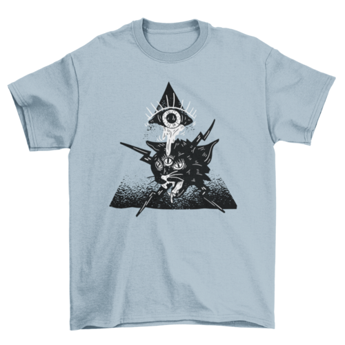 Unisex Creepy Eye Crying Over Electrified Alien Cat T-shirt- 5 Colors