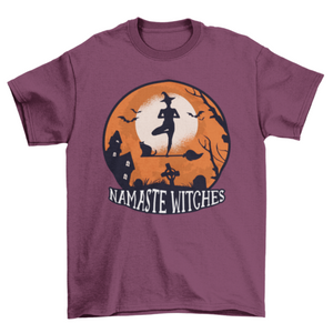 Unisex Namaste Witches Yoga Halloween T-Shirt- 5 Colors