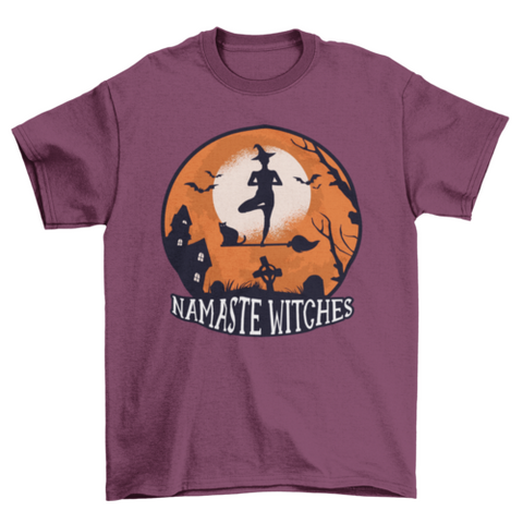 Unisex Namaste Witches Yoga Halloween T-Shirt- 5 Colors