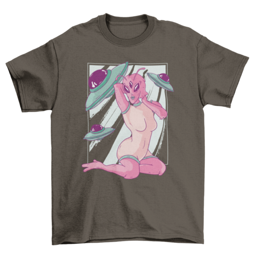 Unisex Alien Pin-Up Girl T-shirt- 5 Colors