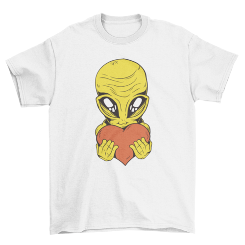 Alien with heart t-shirt