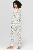 White Holly Print Christmas Long Sleeve Pajama Set