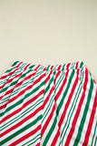 Green Striped Velvet Ribbon Trim Pajama Set