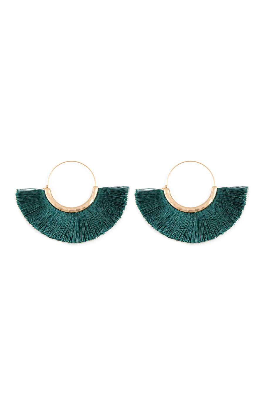 Fan Tassel Hoop Earrings- 9 Colors