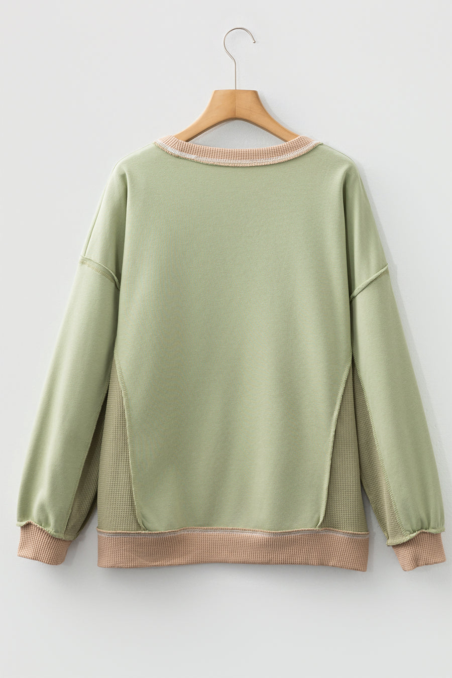 Color Block Waffle Knit Patchwork Oversized Sweatshirt- 3 Colors