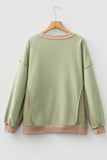 Color Block Waffle Knit Patchwork Oversized Sweatshirt- 3 Colors