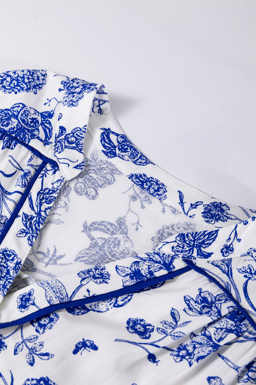 Blue Floral Ruffled Short Sleeve Tiered Midi Dress