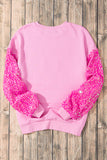 Pink Nutcracker Sequin Sleeve Graphic Print Sweatshirt