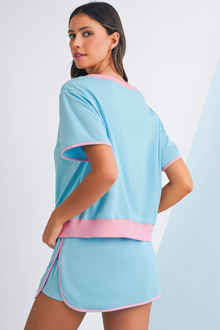 *Pre-Order* Color Block Drop Shoulder T-Shirt and Skort Set- 5 Colors