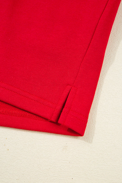 Varsity Striped Sleeve Drop Shoulder Sweatshirt and Shorts Set- 5 Colors