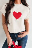 Heart Cropped Short Sleeve Mock Neck Sweater- 3 Colors