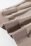Mocha Bishop Sleeve Contrast Trim Crew Neck Blouse