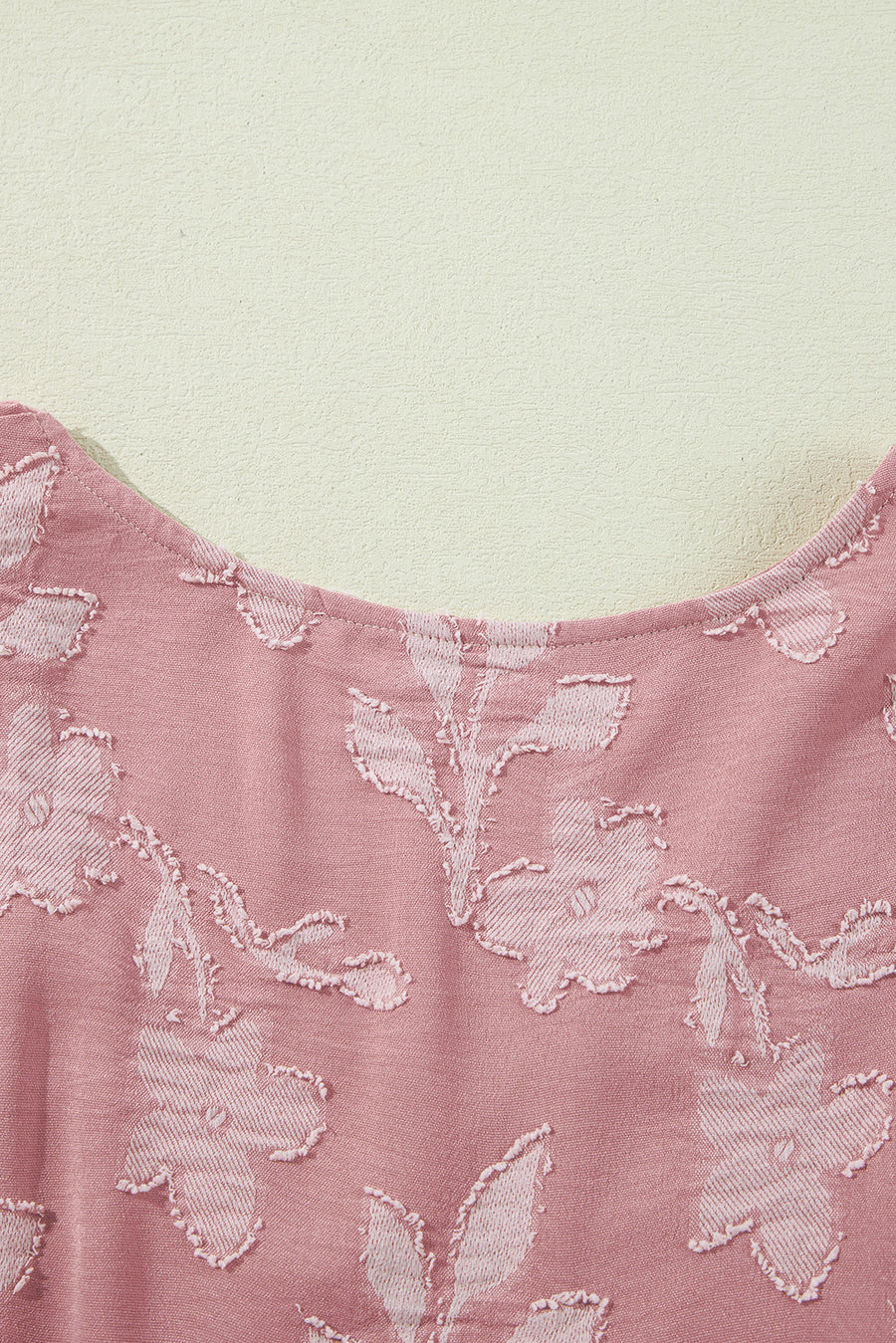 Plus Size Peach Floral Surplice V-Neck Long Sleeve Tiered Ruffle Mini Dress