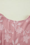 Plus Size Peach Floral Surplice V-Neck Long Sleeve Tiered Ruffle Mini Dress