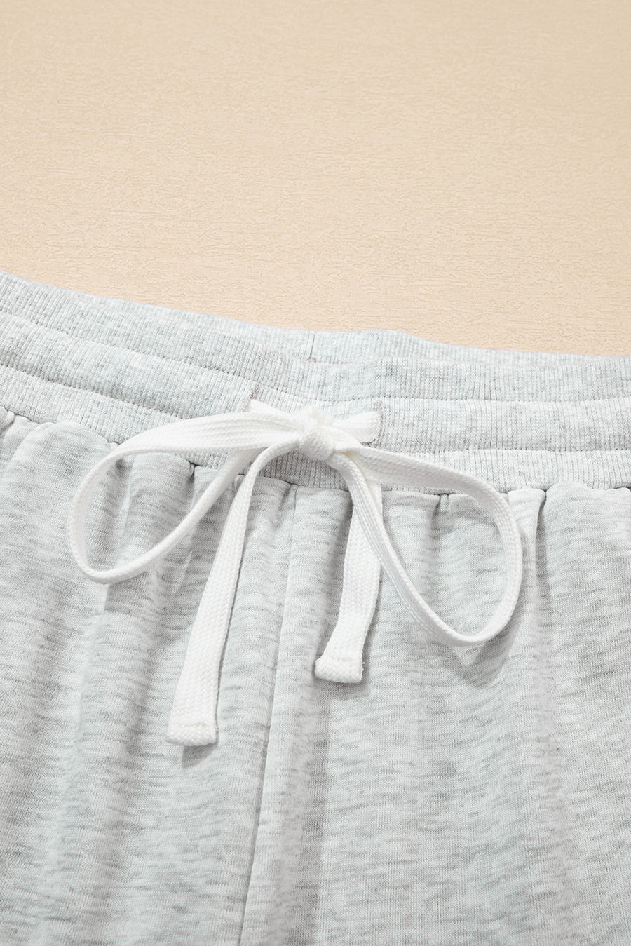 Light Grey & Pink Color Block Raw Hem Pullover Sweatshirt and Shorts Set