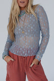 Floral Lace Sheer Long Sleeve Slim Fit Top- 3 Colors