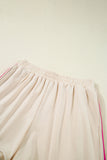 Beige Rainbow Striped T-Shirt and Short Set