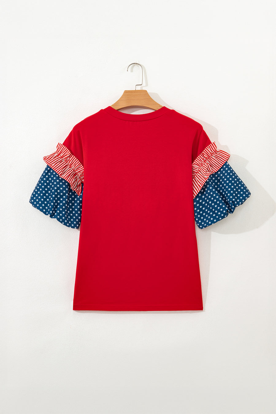 Stars and Stripes Contrast Puff Sleeve Top- 2 Colors