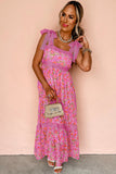 Floral Lace Tied Strap Empire Waist Maxi Dress- 2 Colors