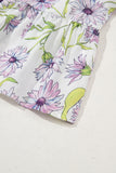 Lavender Floral Frill V-Neck Smocked Peplum Blouse
