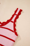 Scalloped Edge Striped Ribbed Tank Top- 2 Colors