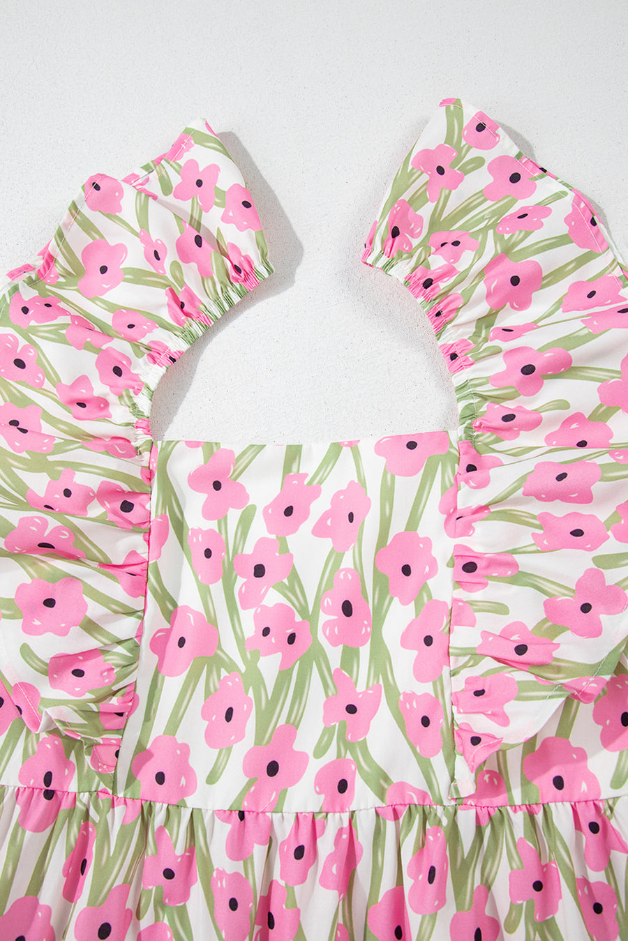 Floral Print Square Neck Ruffled Strap Maxi Dress- 2 Colors