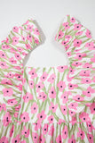 Floral Print Square Neck Ruffled Strap Maxi Dress- 2 Colors