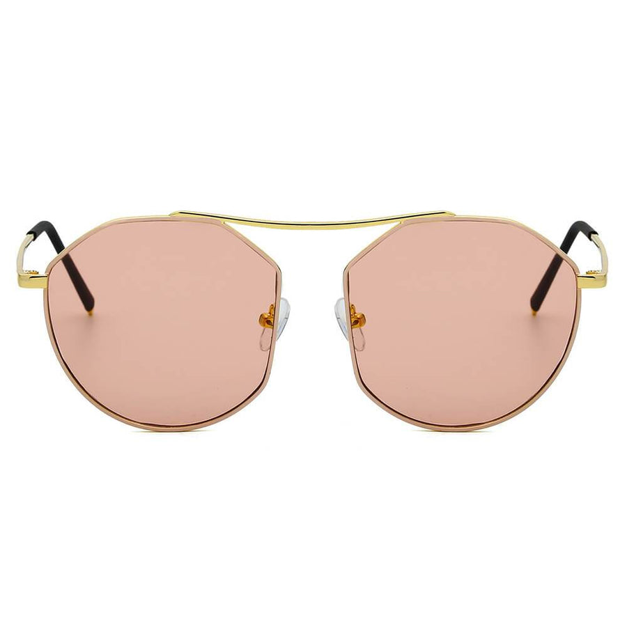 CHOCTAW Round Tinted Geometric Brow-Bar Fashion Sunglasses- 4 Colors