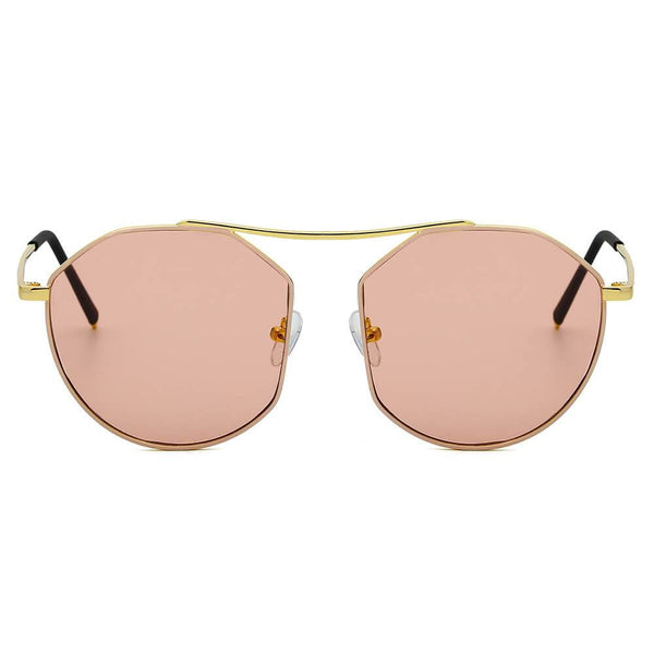 CHOCTAW - Round Tinted Geometric Brow-Bar Fashion Sunglasses