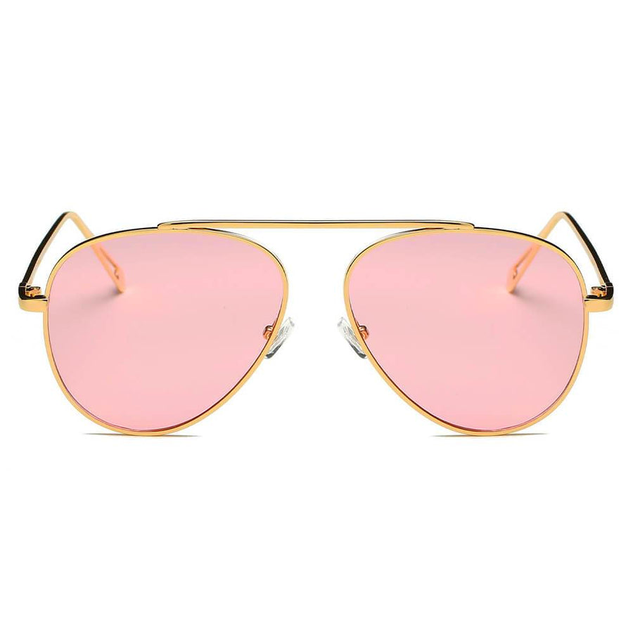 HIDALGO Metal Oversized Tinted Lens Aviator Sunglasses- 8 Colors