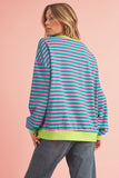 Striped Contrast Trim Oversized Sweatshirt- 4 Colors