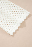 Yellow Cream Scalloped Trim Hollow Out Knit Long Sleeve Top