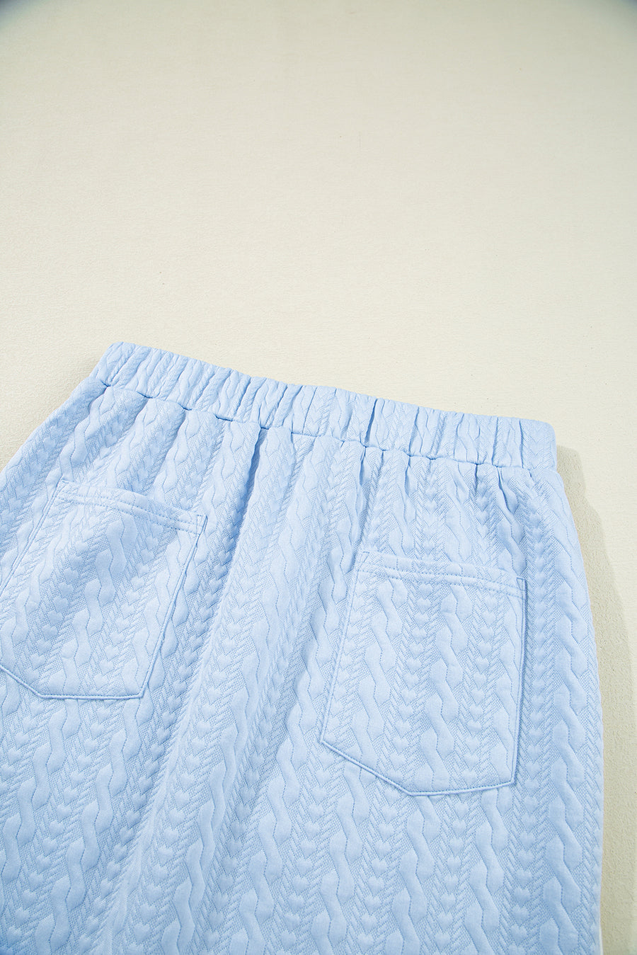 Contrast Trim Textured Crew Neck Top and Pocketed Skirt Set- 2 Colors