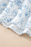 Floral Ruffle Short Sleeve Bow Back Blouse- 2 Colors