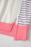 Color Block Striped Patchwork Exposed Seams Side Slits Sweatshirt