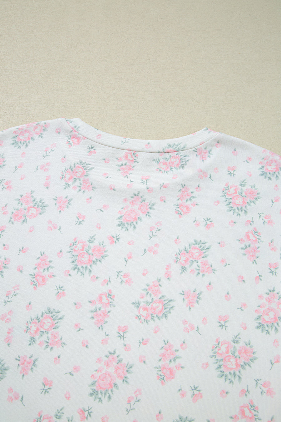 Pink Floral Print Lettuce Trim Short Sleeve Top and Shorts Pajama Set