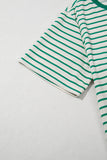 Plus Size Green Striped Ribbed T-Shirt