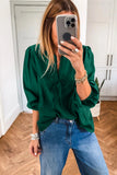 Frilled V-Neck Bow Detail 3/4 Sleeve Blouse- 2 Colors