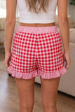 Gingham and Striped Ruffle Trim Lace Tie Shorts- 3 Colors