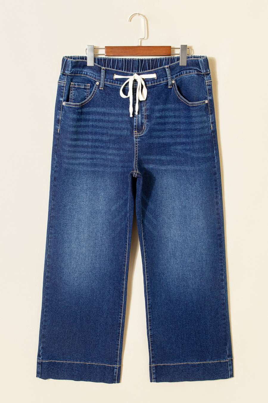 Plus Size Acid Wash Lace-Up Jeans- 4 Colors