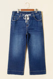 Plus Size Acid Wash Lace-Up Jeans- 4 Colors