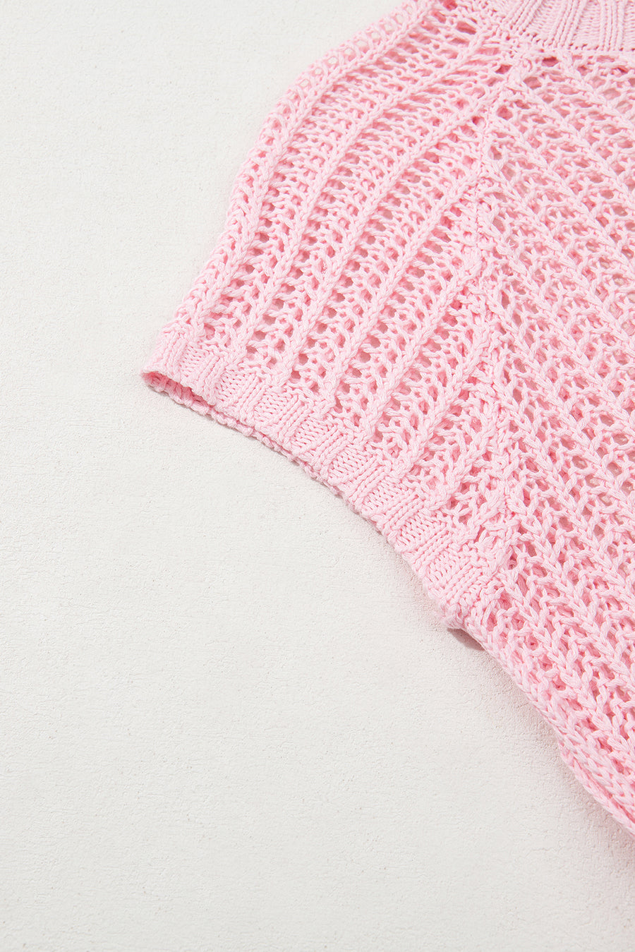 Side Tie Crochet Knit Short Sleeve Sweater- 2 Colors