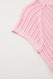 Side Tie Crochet Knit Short Sleeve Sweater- 2 Colors